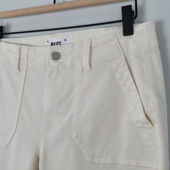 Paige Mayslie Jogger Ankle Zip Stretch Pants Quartz Sand Ivory Size 27 - Picture 8 of 12